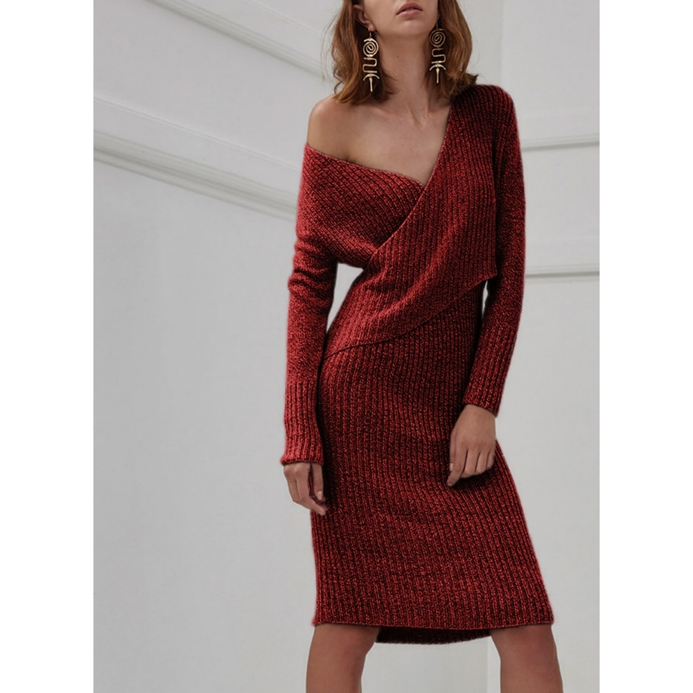 C/meo Collective Cameo Wrap Knit Midi Dress